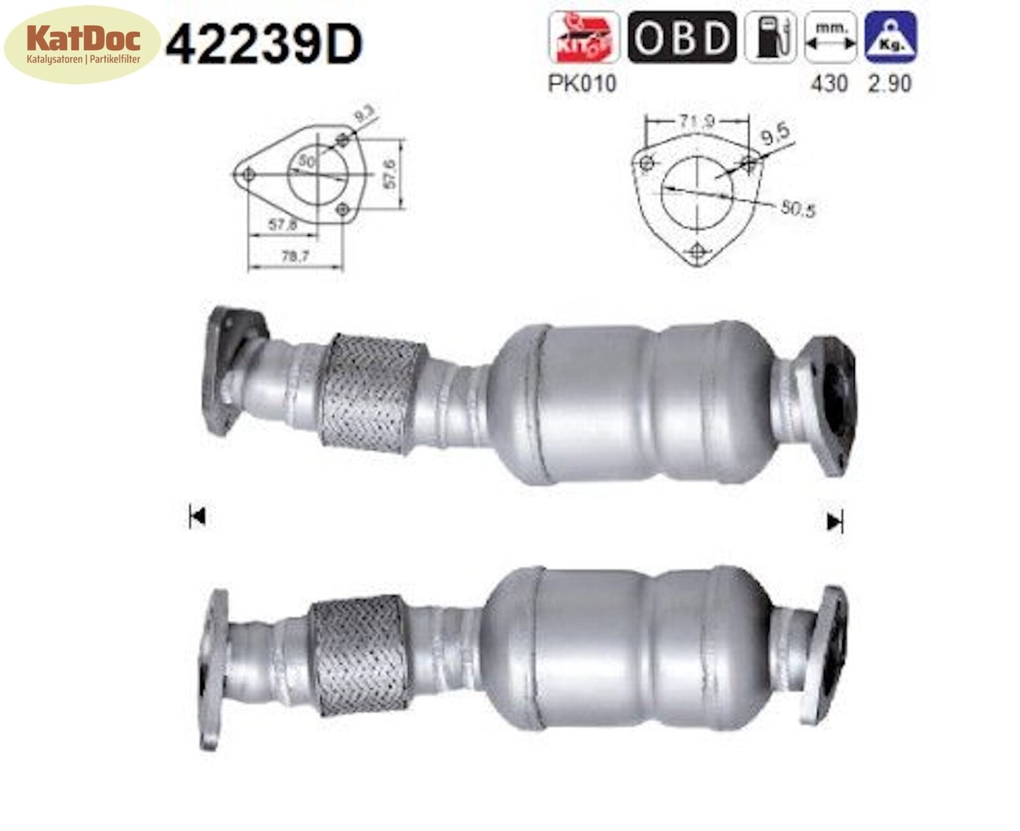Katalysator Audi A4/A6, B6/B7/C6, 1.9/2.0 TDI, 85/89/93/100/103kW, Euro 4 - KatDoc