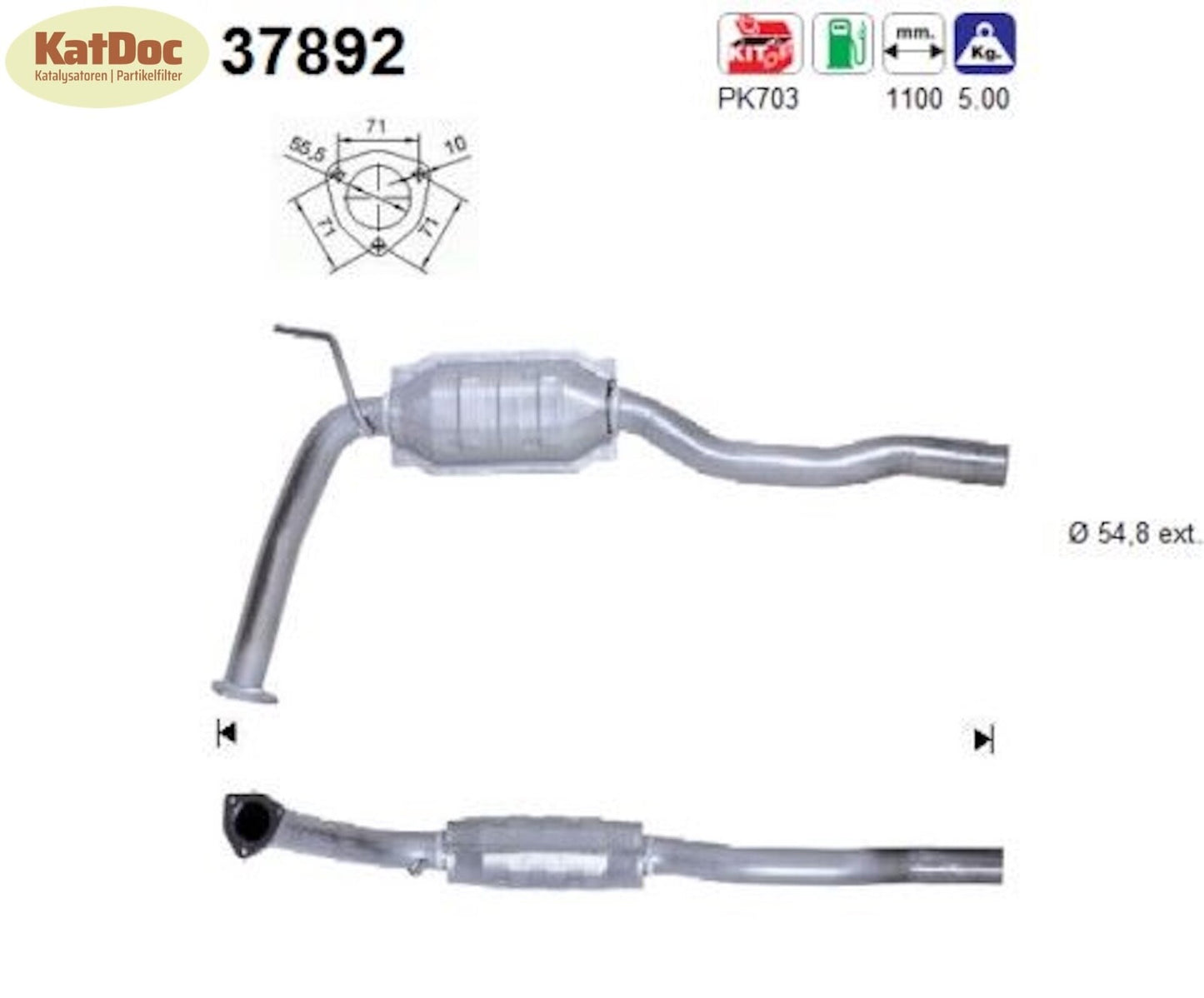 Katalysator für VW T4, 2.0/2.5, 62/81kW, Euro 1&2 - KatDoc