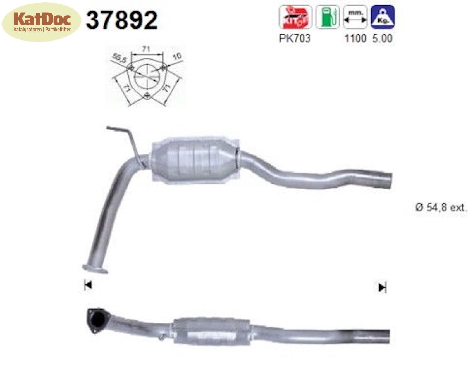 Katalysator für VW T4, 2.0/2.5, 62/81kW, Euro 1&2 - KatDoc