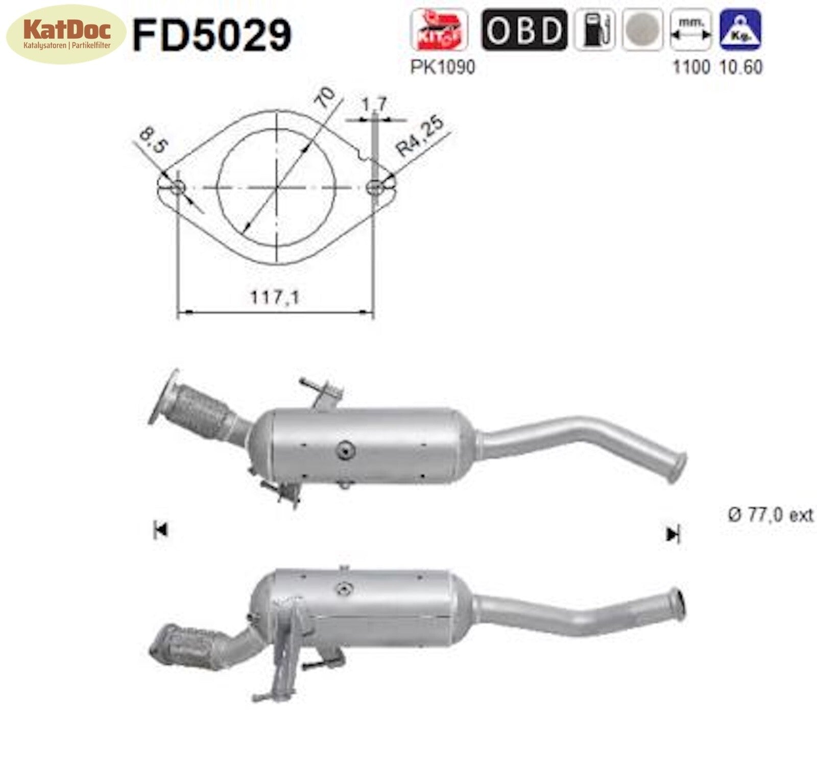 Ruß - Partikelfilter für Nissan NV400, Opel Movano, Renault Master, 2.3, Euro 5 - KatDoc