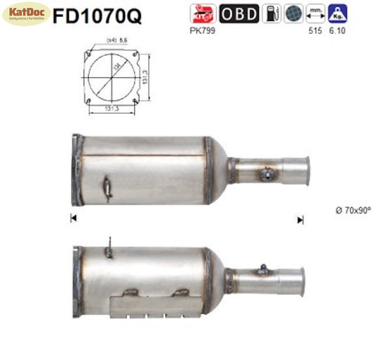 Ruß - Partikelfilter für Citroen C4,Peugeot 308 CC,2.0 HDi,103kW,Silizium,Euro 5 - KatDoc