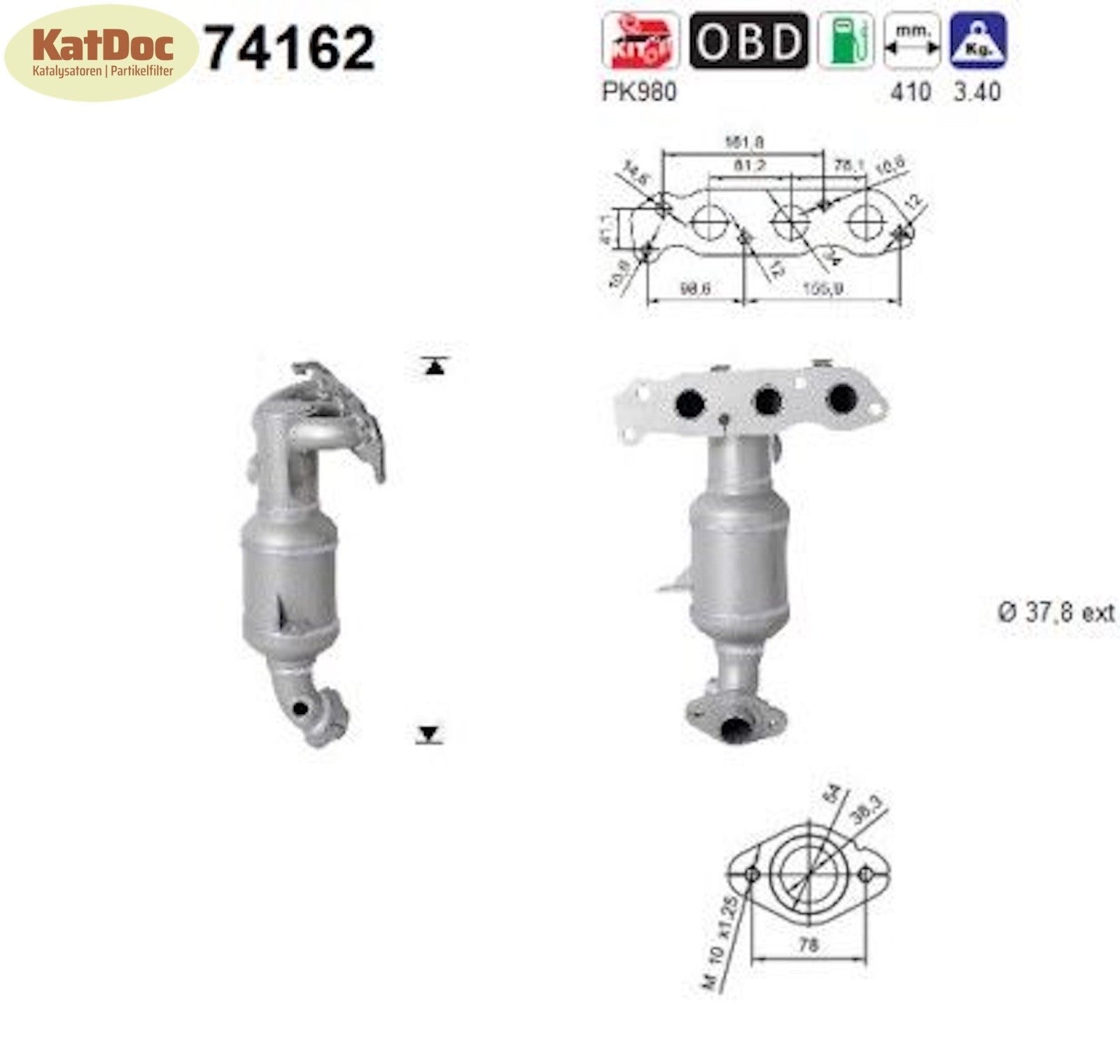 Katalysator Nissan Pixo, Opel Agila B,Suzuki Splash/Alto, 1.0, 48/50kW, Euro 5 - KatDoc