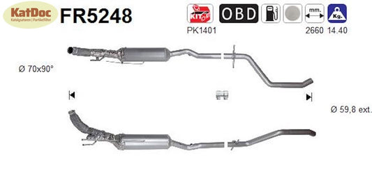 Ruß - Partikelfilter für Citroen C5, Peugeot 508, 2.0, BlueHDi, Euro 6 - KatDoc
