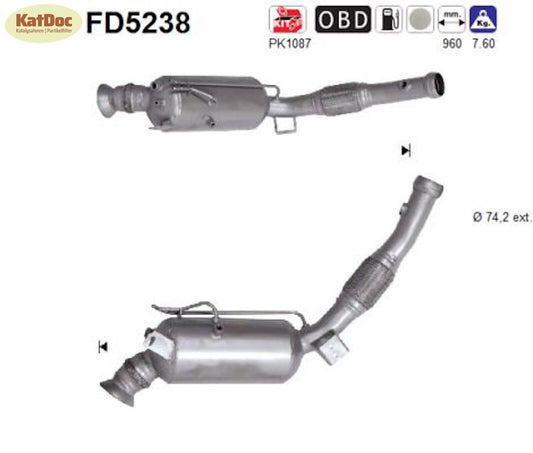 Ruß - Partikelfilter für Mercedes Marco Polo/V - Klasse/Vito, 2.1, Euro 6 - KatDoc