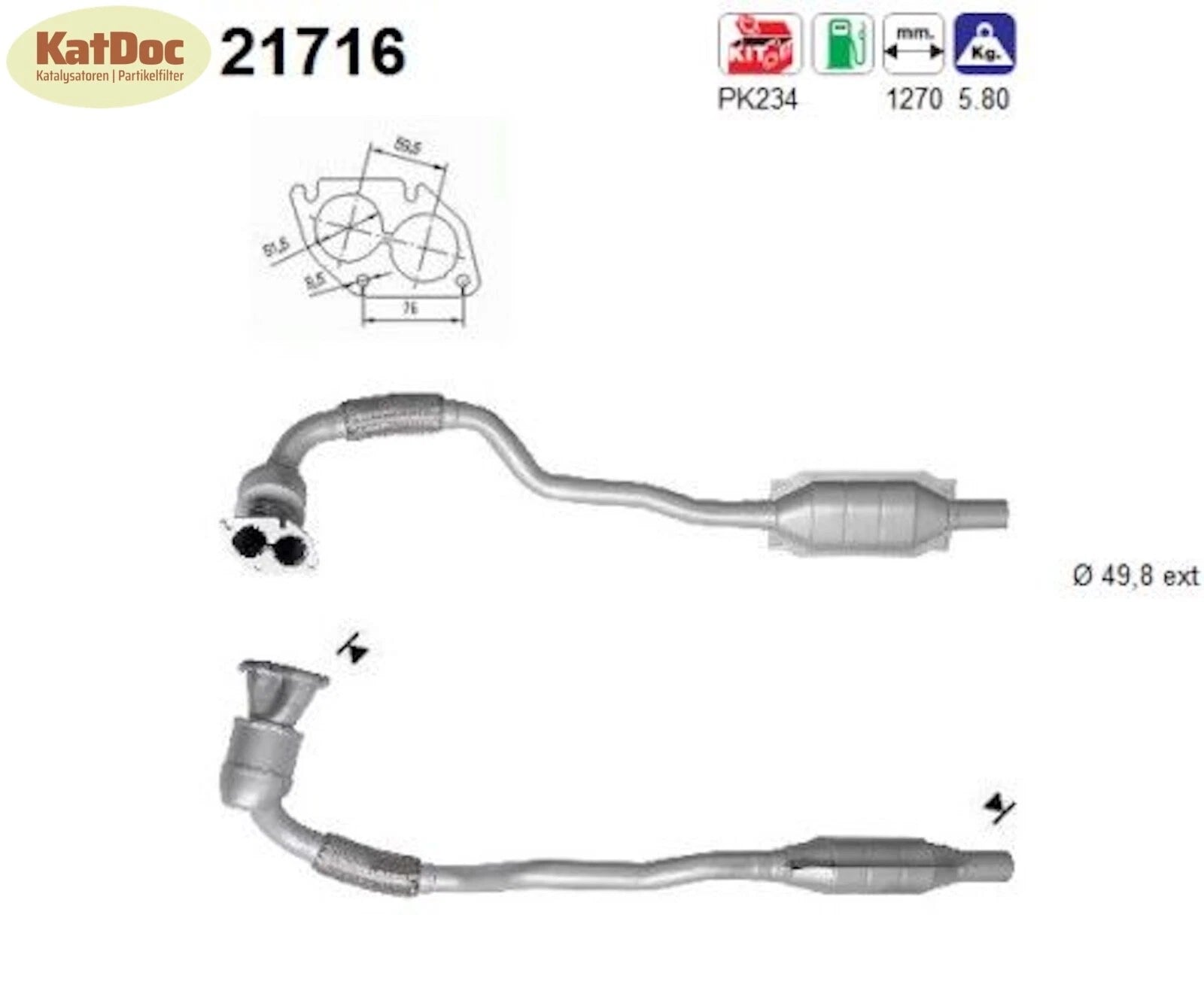 Katalysator für Opel Astra G, 1.8 16V, 85kW, Euro 1&2 - KatDoc