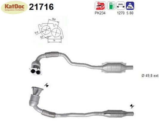 Katalysator für Opel Astra G, 1.8 16V, 85kW, Euro 1&2 - KatDoc