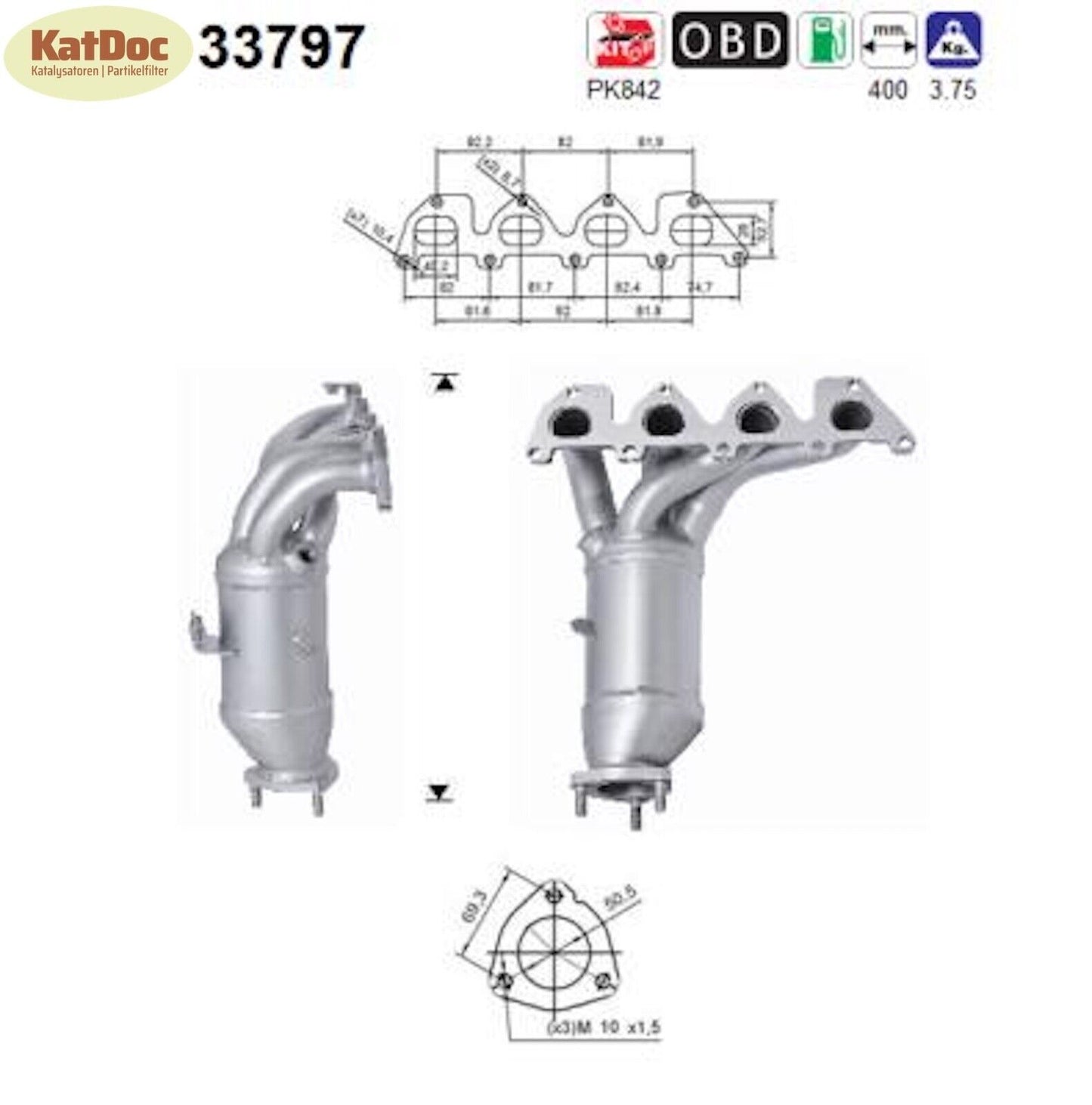 Katalysator für Seat, Skoda, VW, 1.4, 16V, 59/63kW, Euro 5 - KatDoc