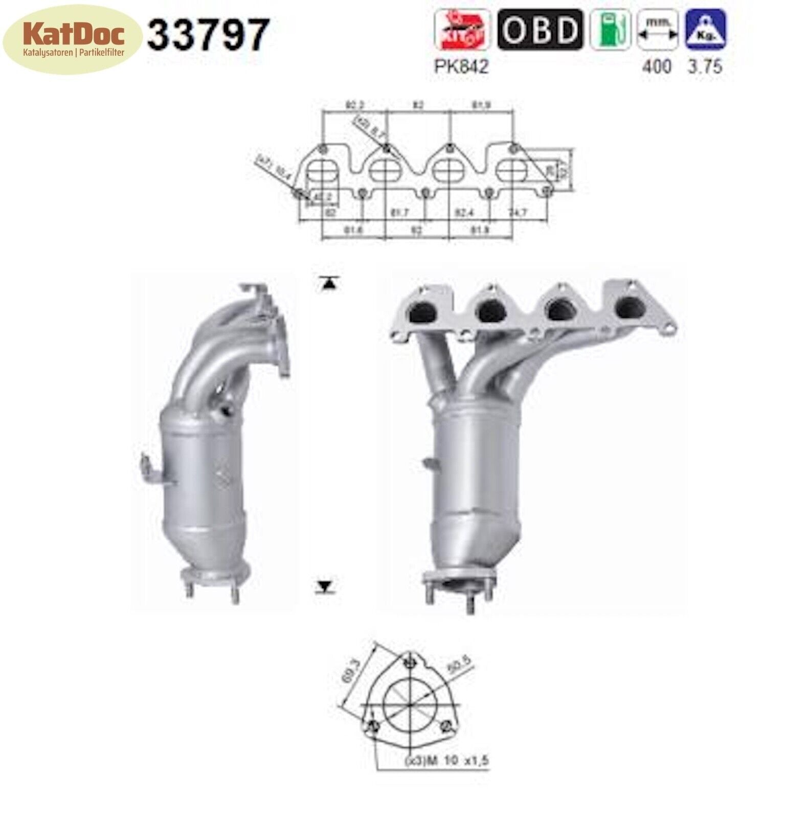 Katalysator für Seat, Skoda, VW, 1.4, 16V, 59/63kW, Euro 5 - KatDoc