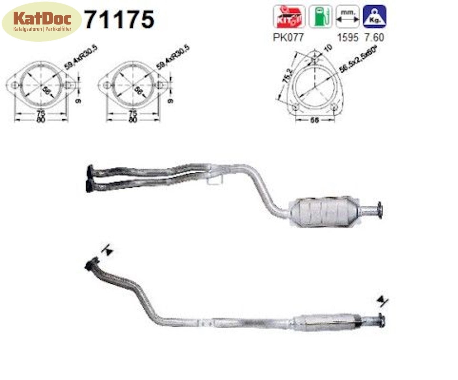 Katalysator für Mercedes C - Klasse C200/220 (W202), 2.0/2.2, 100/110kW , Euro 1&2 - KatDoc