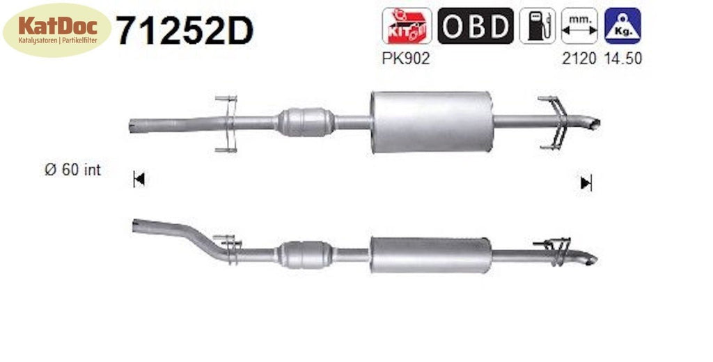 Katalysator für Mercedes Sprinter CDI, 2.1/2.7, 60/80/95/115kW, Euro 3 - KatDoc