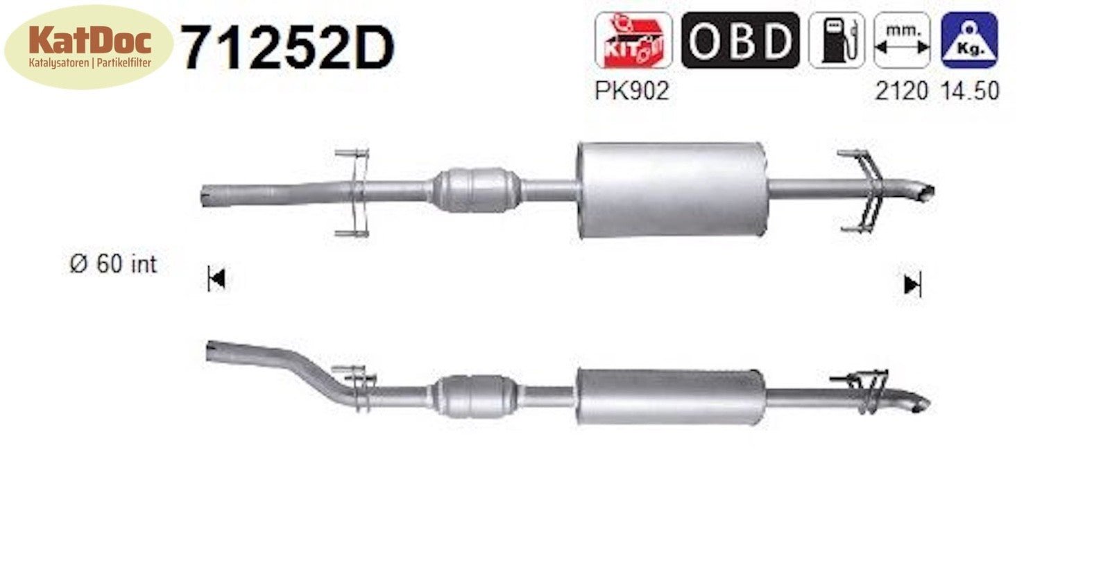 Katalysator für Mercedes Sprinter CDI, 2.1/2.7, 60/80/95/115kW, Euro 3 - KatDoc