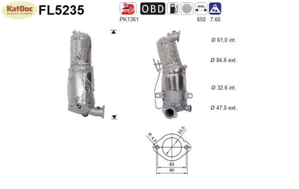 Ruß - Partikelfilter für Fiat 500X, Jeep Compass/Renegade, 1.6/2.0, Euro 6 - KatDoc