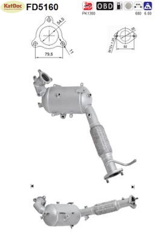 Ruß - Partikelfilter für Mitsubishi ASX/Outlander, 1.8/2.2 DI - D, 110kW, Euro 5 - KatDoc