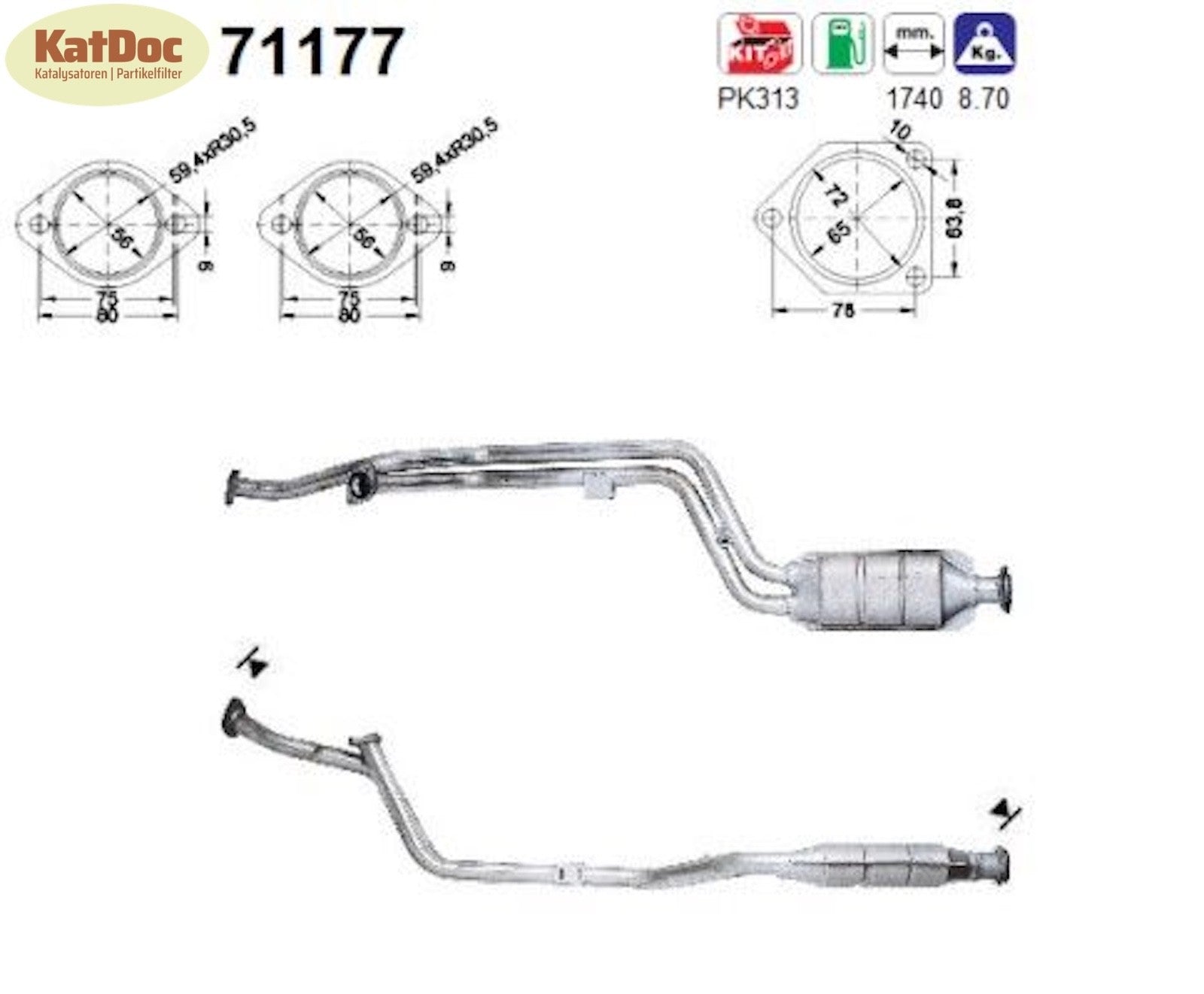 Katalysator für Mercedes C - Klasse C280 (W202), 2.8, 142/145kW , Euro 1&2 - KatDoc