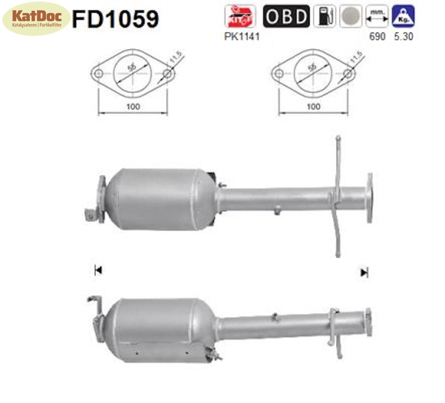 Ruß - Partikelfilter für Ford Tourneo Connect/Transit Connect, 1.8 TDCi, Euro 5 - KatDoc