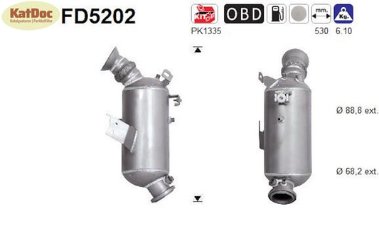 Ruß - Partikelfilter für Mercedes C - Klasse/Cabrio/Coupe/T - Modell, 2.1, Euro 6 - KatDoc