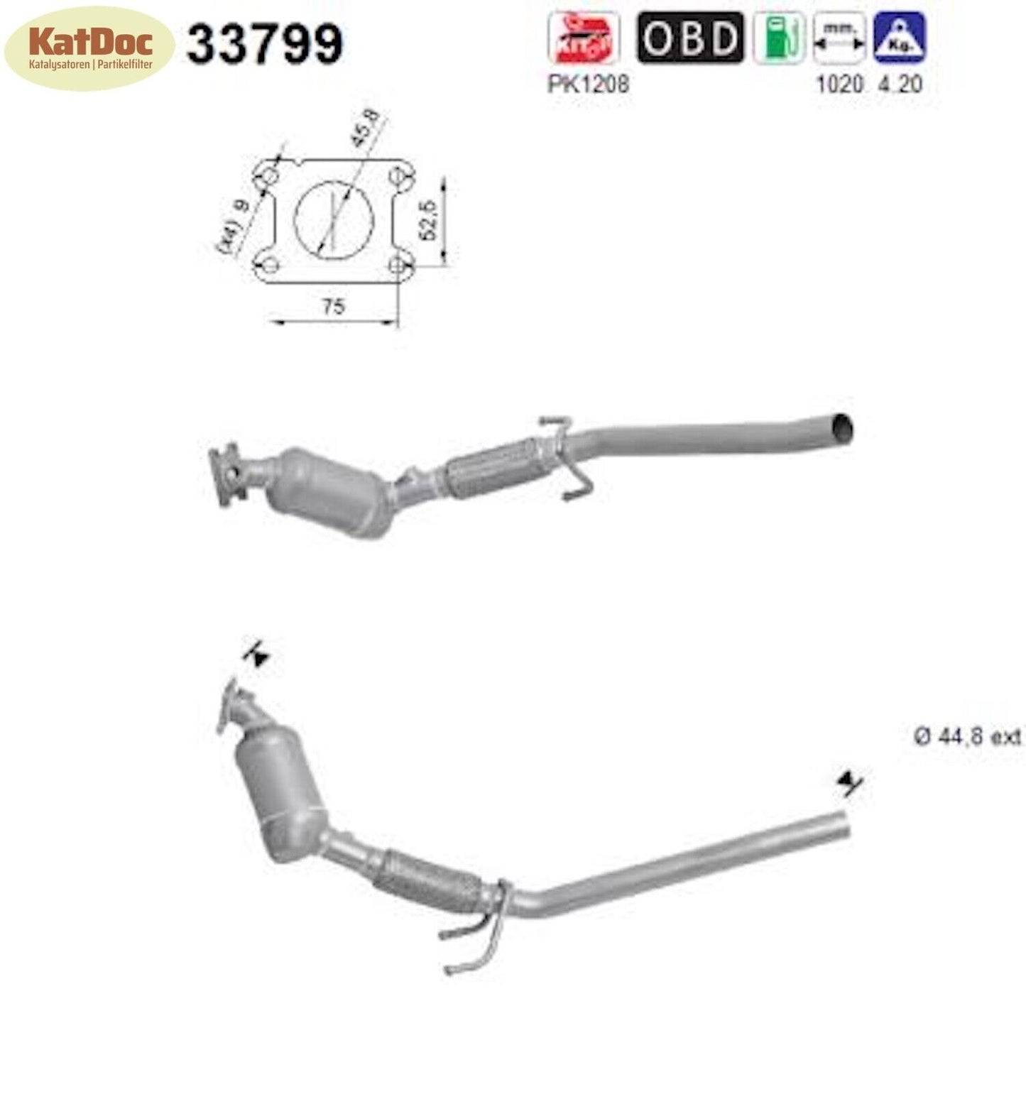 Katalysator für Seat Ibiza, Skoda Fabia, VW Polo, Euro 6 - KatDoc