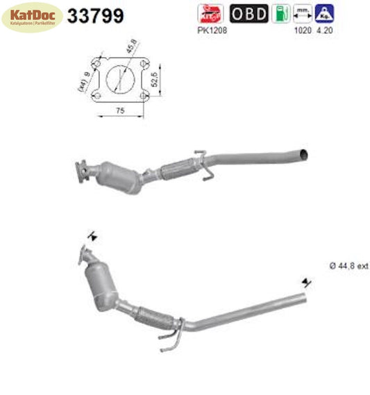 Katalysator für Seat Ibiza, Skoda Fabia, VW Polo, Euro 6 - KatDoc