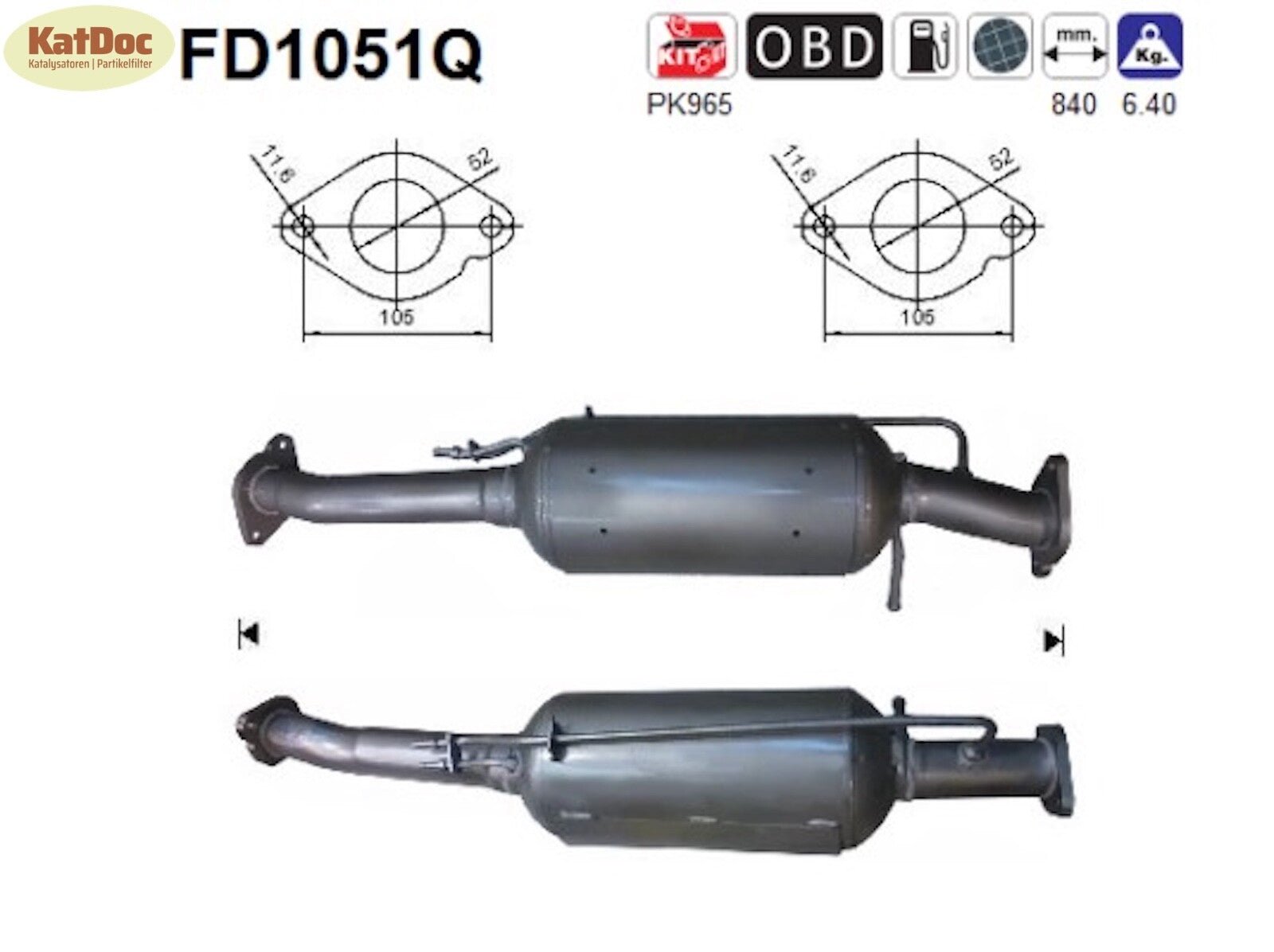 Ruß - Partikelfilter für Ford Kuga, 2.0 TDCi, 4x4, 100kW, Silizium, Euro 4 - KatDoc