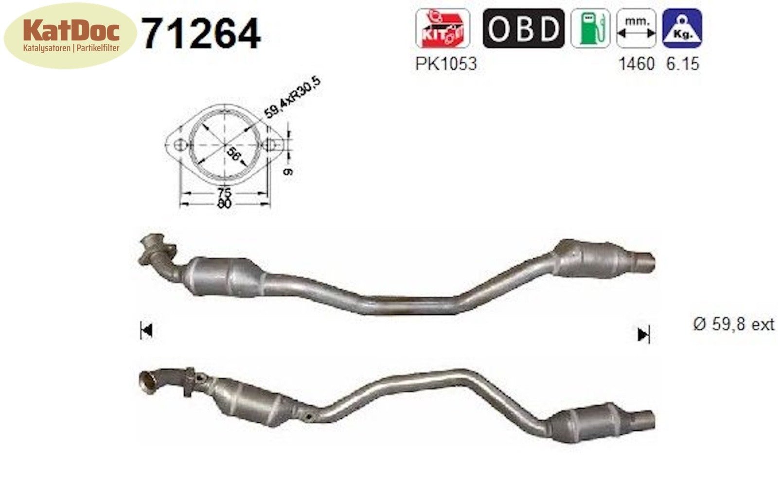 Katalysator für Mercedes SL 350, 3.7, 180kW rechts, Euro 3 - KatDoc