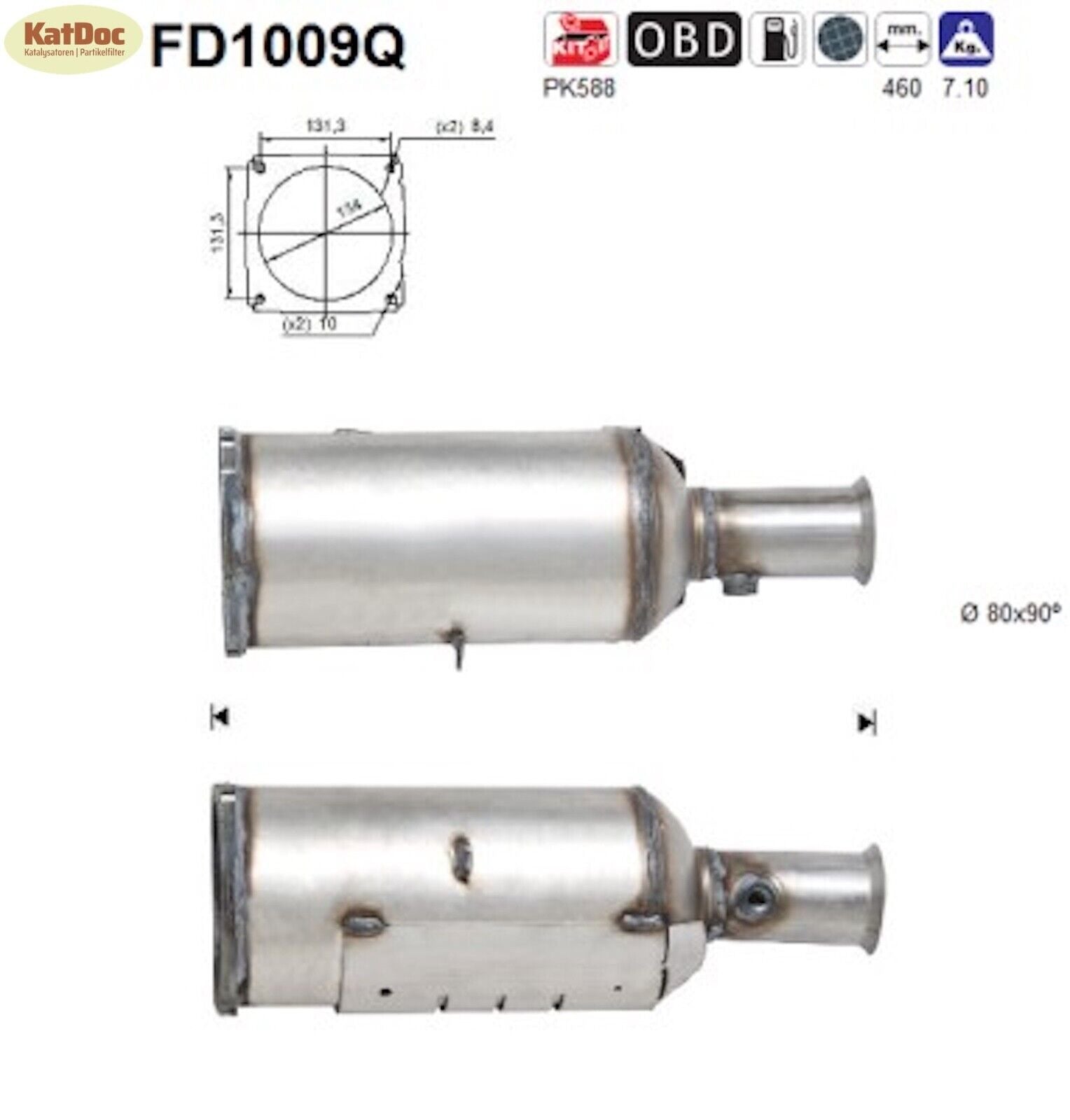 Ruß - Partikelfilter für Peugeot 406, 2.0/2.2 HDi, 79/98kW, Silizium, Euro 4 - KatDoc