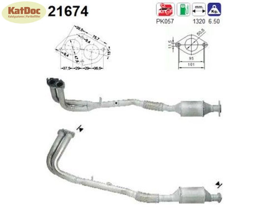 Katalysator für Opel Vectra B, 1.8/2.0 i 16V, 85/100kW, Euro 1&2 - KatDoc