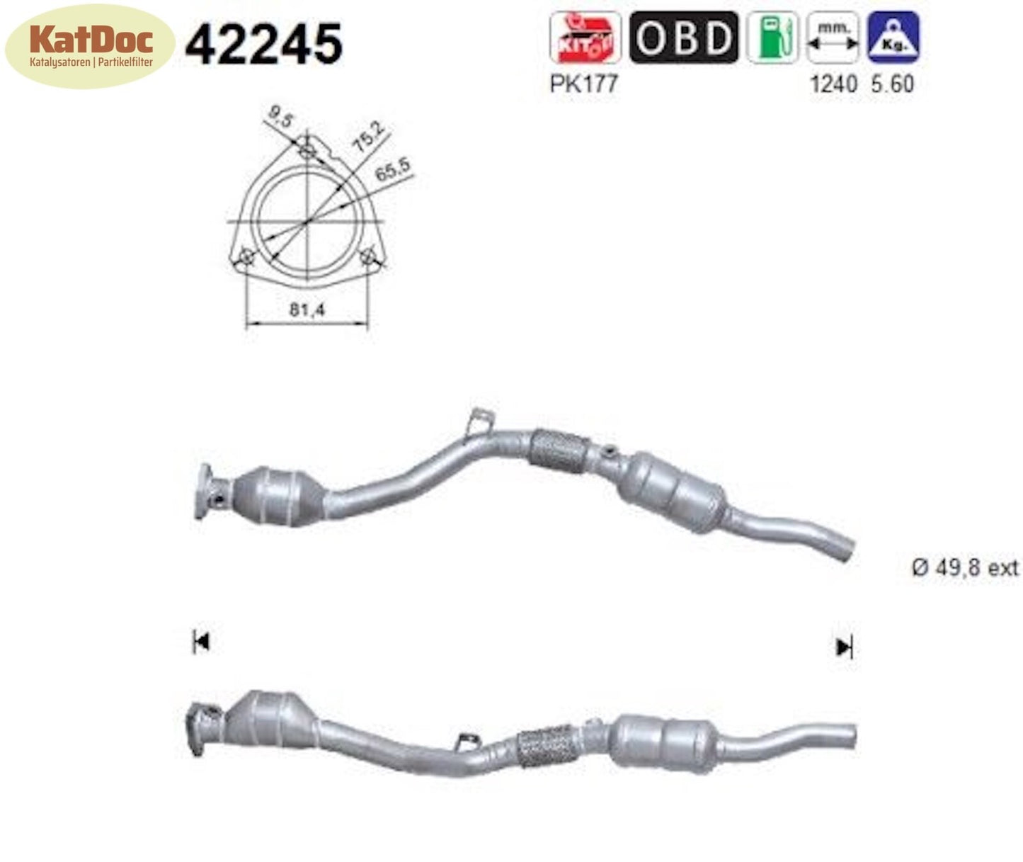 Katalysator Audi A6,Skoda Superb,VW Passat B5,2.4/2.8, 140/142kW,links, Euro 4 - KatDoc