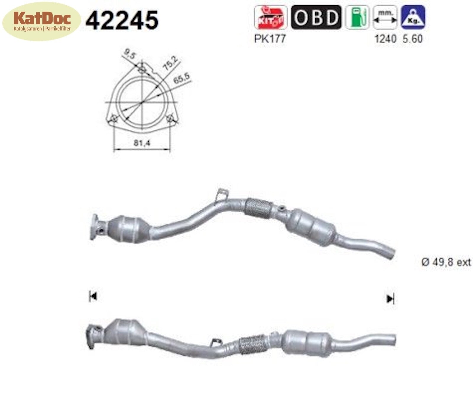Katalysator Audi A6,Skoda Superb,VW Passat B5,2.4/2.8, 140/142kW,links, Euro 4 - KatDoc