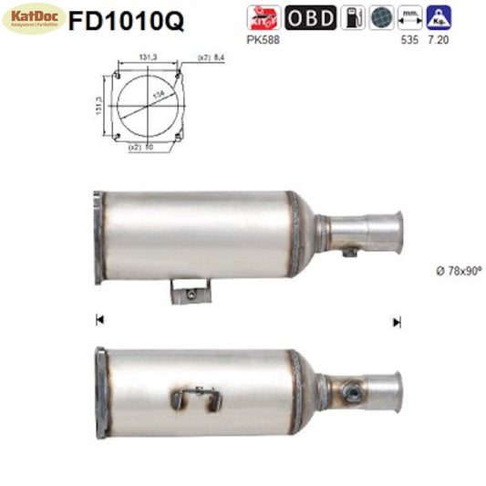 Ruß - Partikelfilter für Citroen,Fiat,Lancia,Peugeot,2.0/2.2HDi,Silizium, Euro 4 - KatDoc