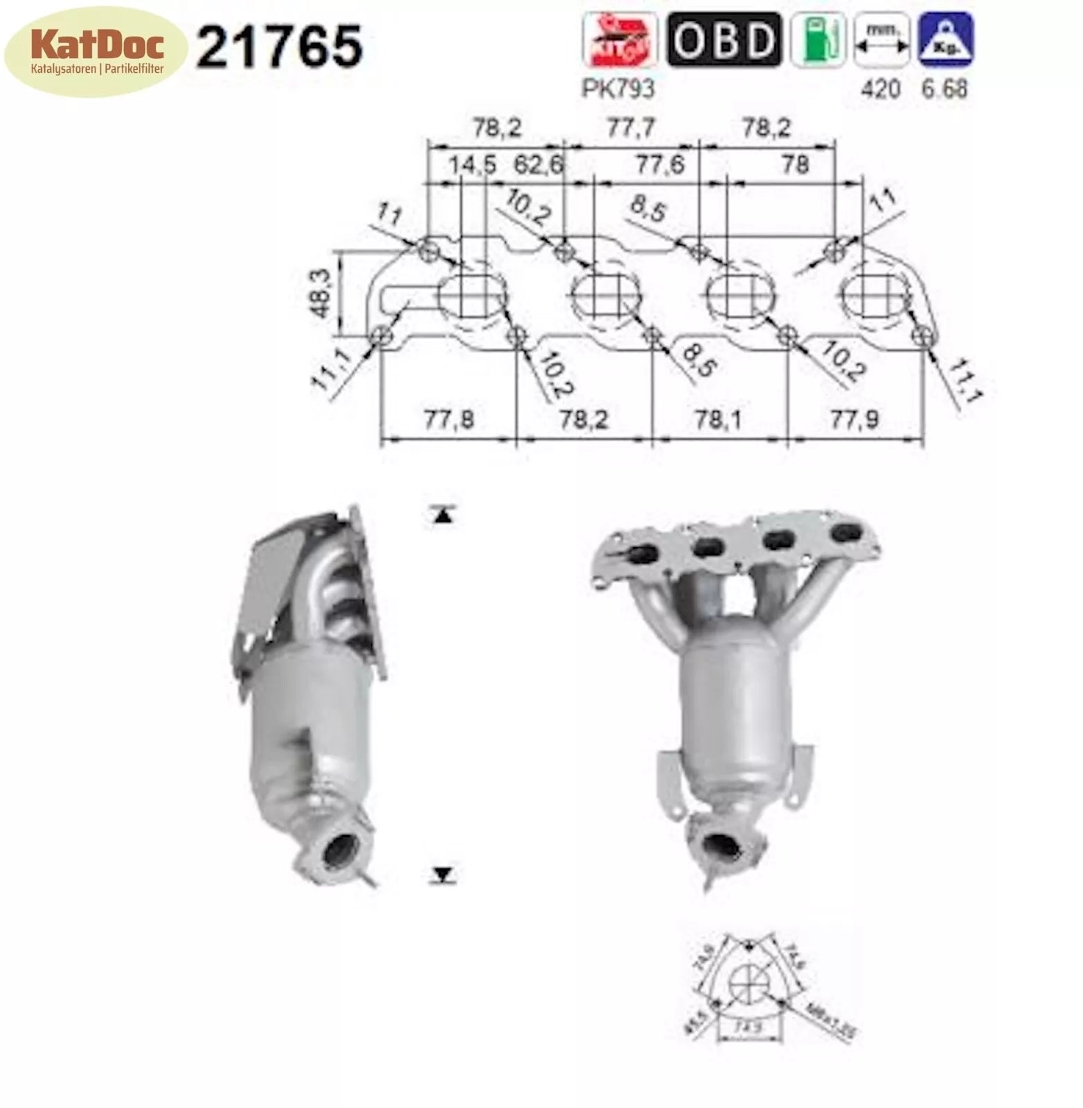 Katalysator für Opel Agila A, Astra G/H, Combo C, Corsa C/D, Meriva A, Euro 4 - KatDoc