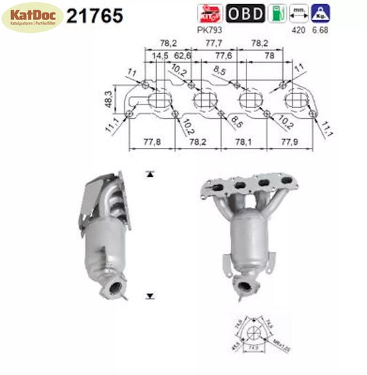 Katalysator für Opel Agila A, Astra G/H, Combo C, Corsa C/D, Meriva A, Euro 4 - KatDoc