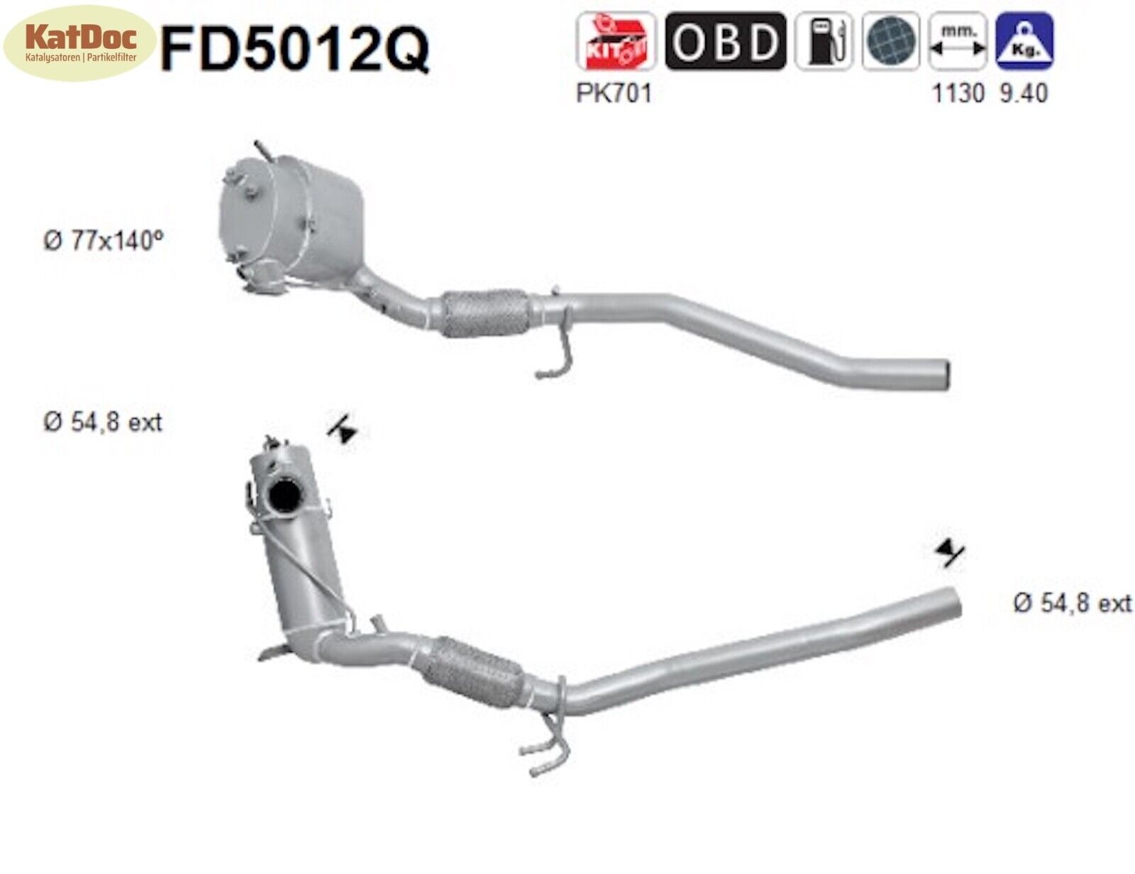Ruß - Partikelfilter VW Passat B6, 2.0 TDI, 81/100/103kW, Silizium, Euro 5 - KatDoc