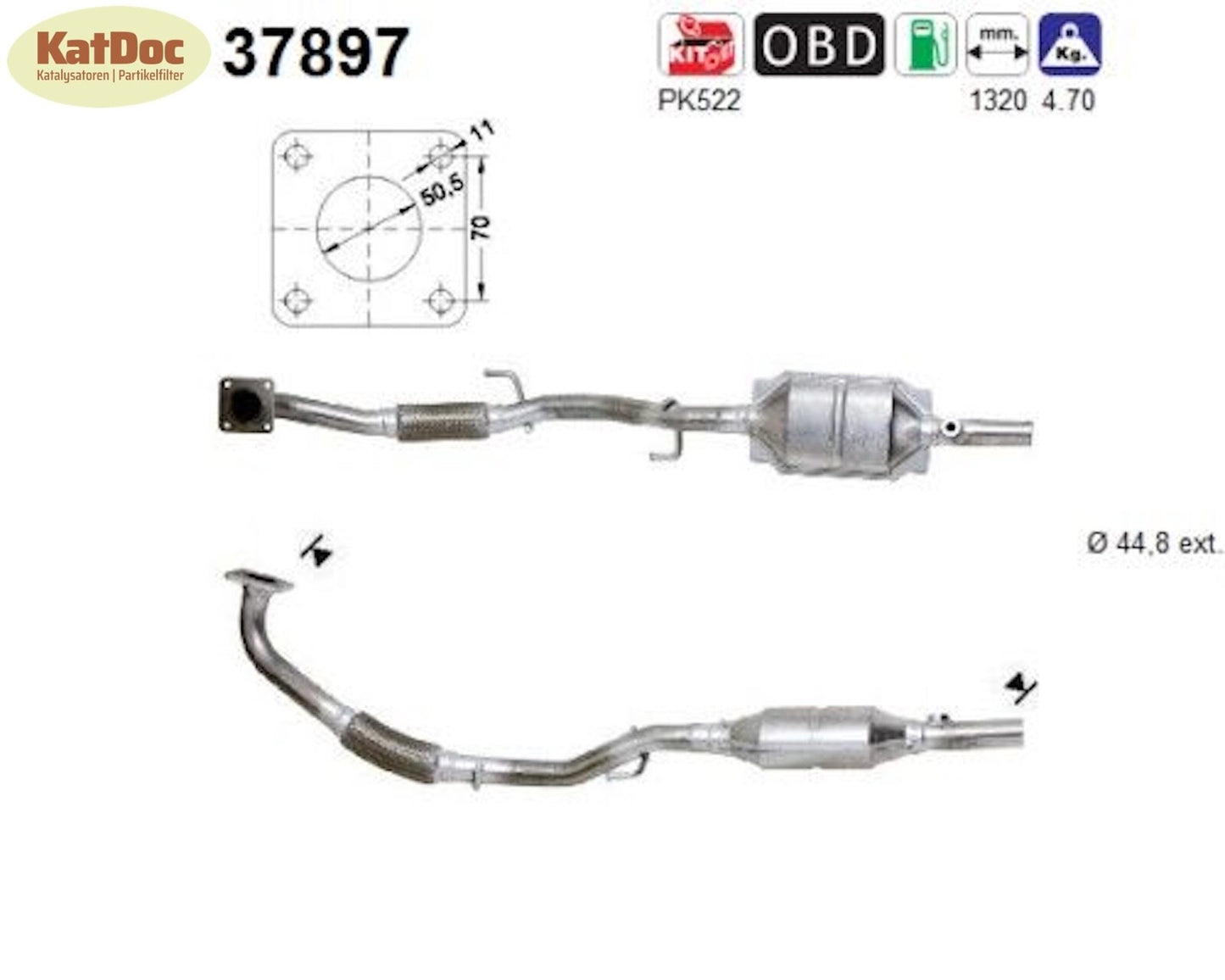 Katalysator Seat Cordoba/Ibiza, Skoda Fabia, VW Polo, 1.4, 55/74kW, Euro 4 - KatDoc