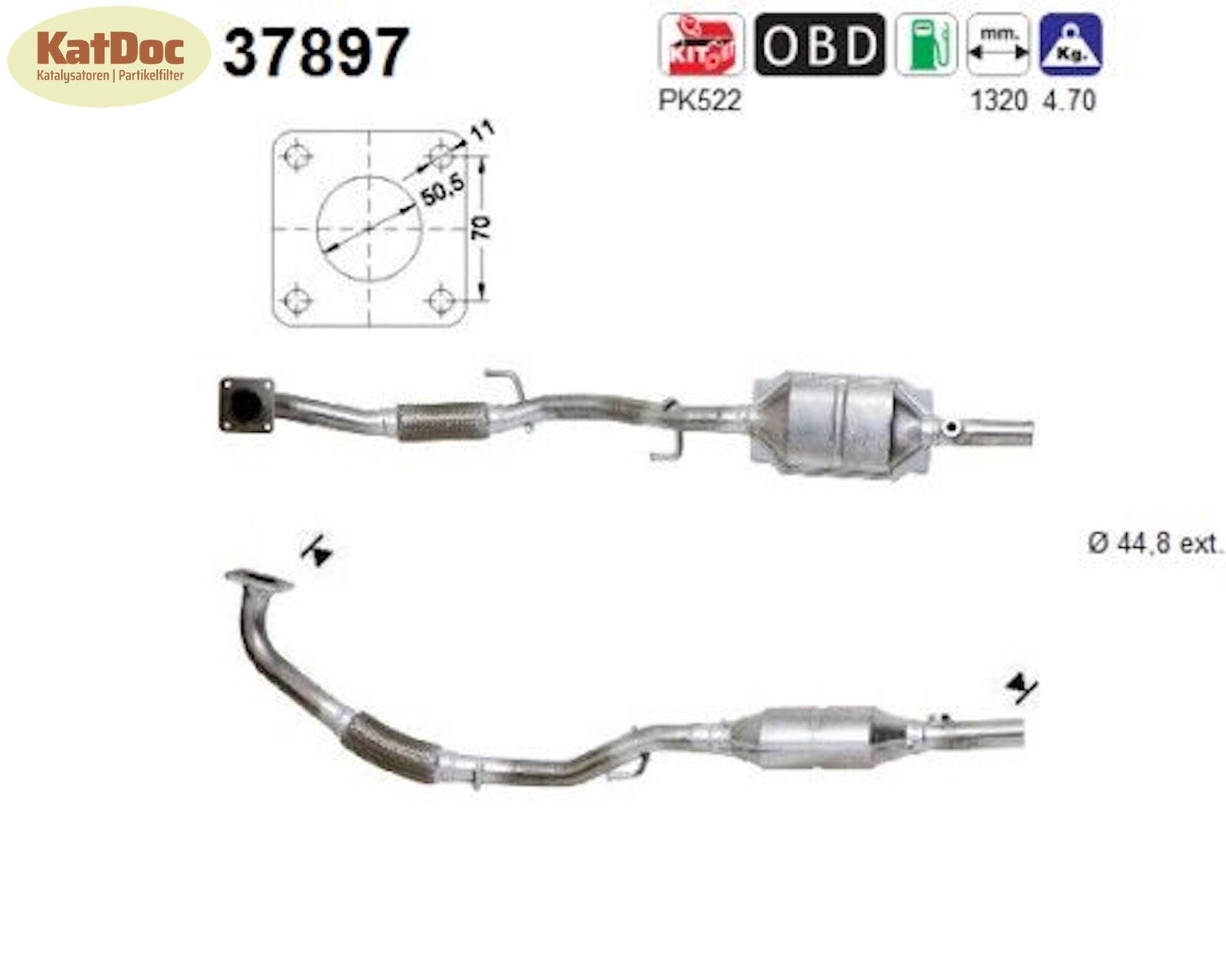 Katalysator Seat Cordoba/Ibiza, Skoda Fabia, VW Polo, 1.4, 55/74kW, Euro 4 - KatDoc