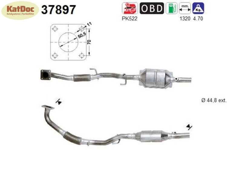 Katalysator Seat Cordoba/Ibiza, Skoda Fabia, VW Polo, 1.4, 55/74kW, Euro 4 - KatDoc