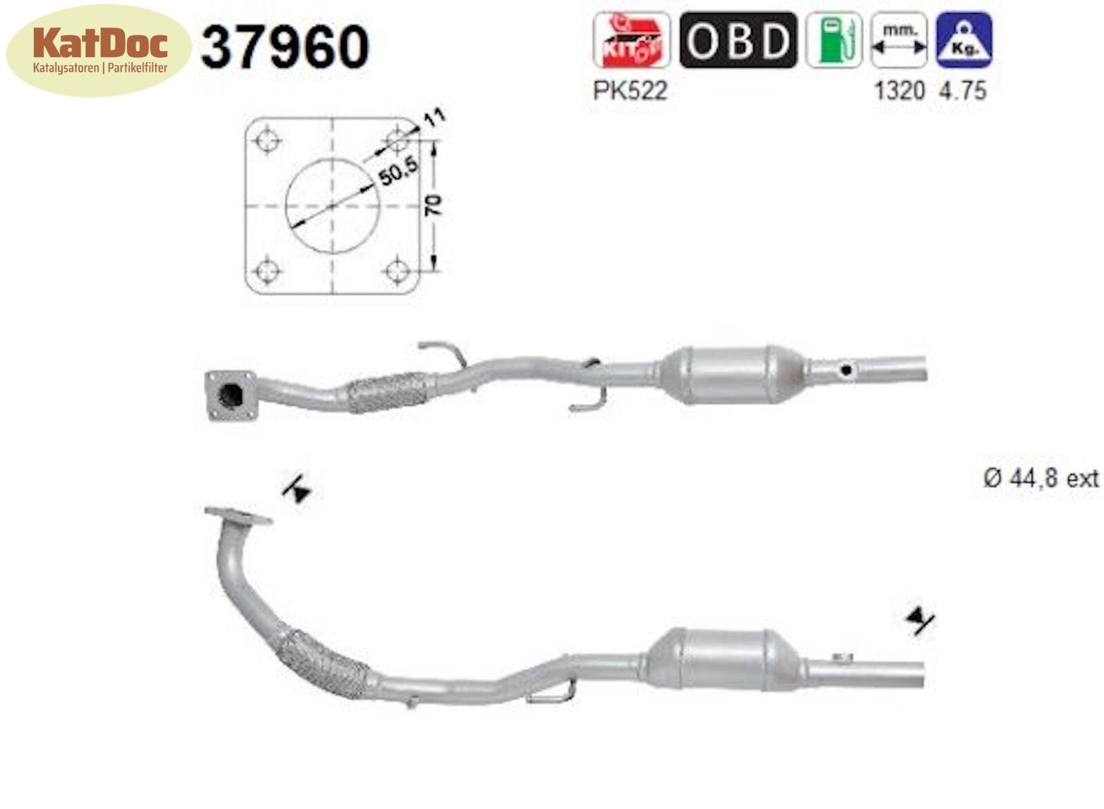 Katalysator Seat Cordoba/Ibiza,Skoda Fabia,VW Polo, 1.4,55kW,Automatik, Euro 4 - KatDoc