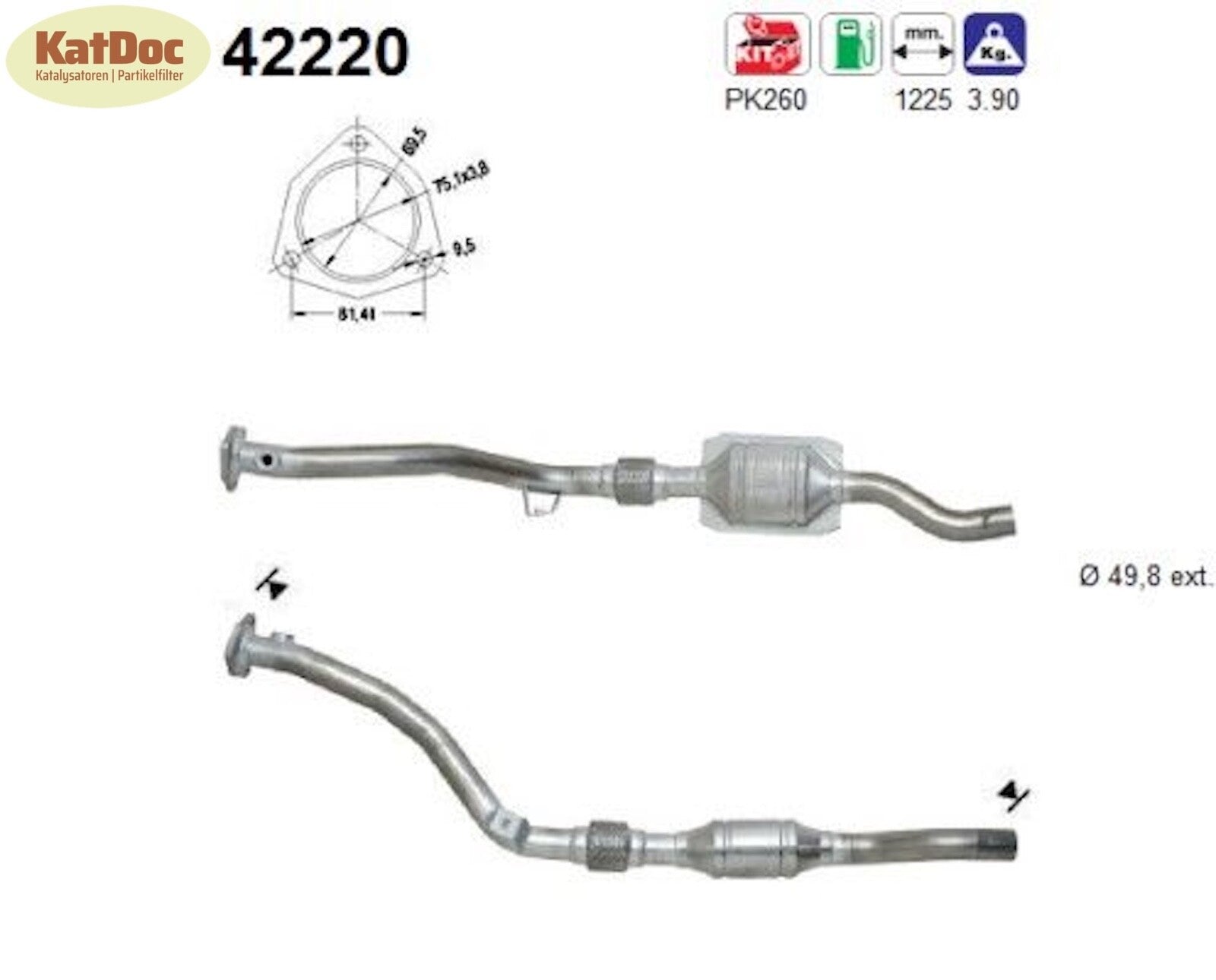 Katalysator Audi A6 C5, 2.4, 100/120/121kW, rechts, Euro 1&2 - KatDoc