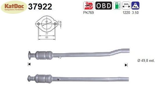 Katalysator Audi A3, Skoda Octavia, VW Touran/Golf 5, 1.6 FSI, 85kW, Euro 4 - KatDoc
