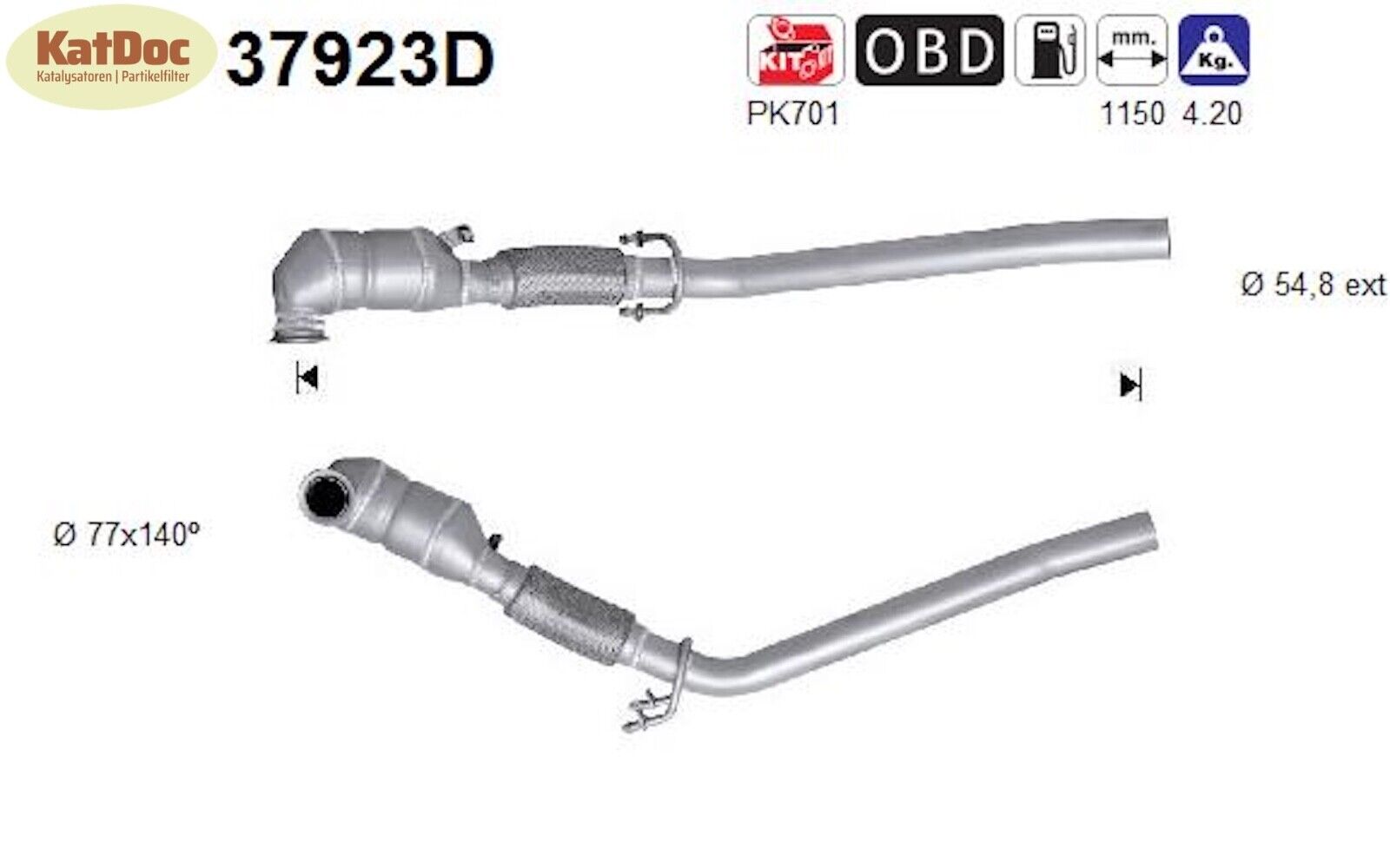 Katalysator für Audi/Seat/Skoda/VW, 1.9/2.0, TDI, Diesel, Euro 4 - KatDoc