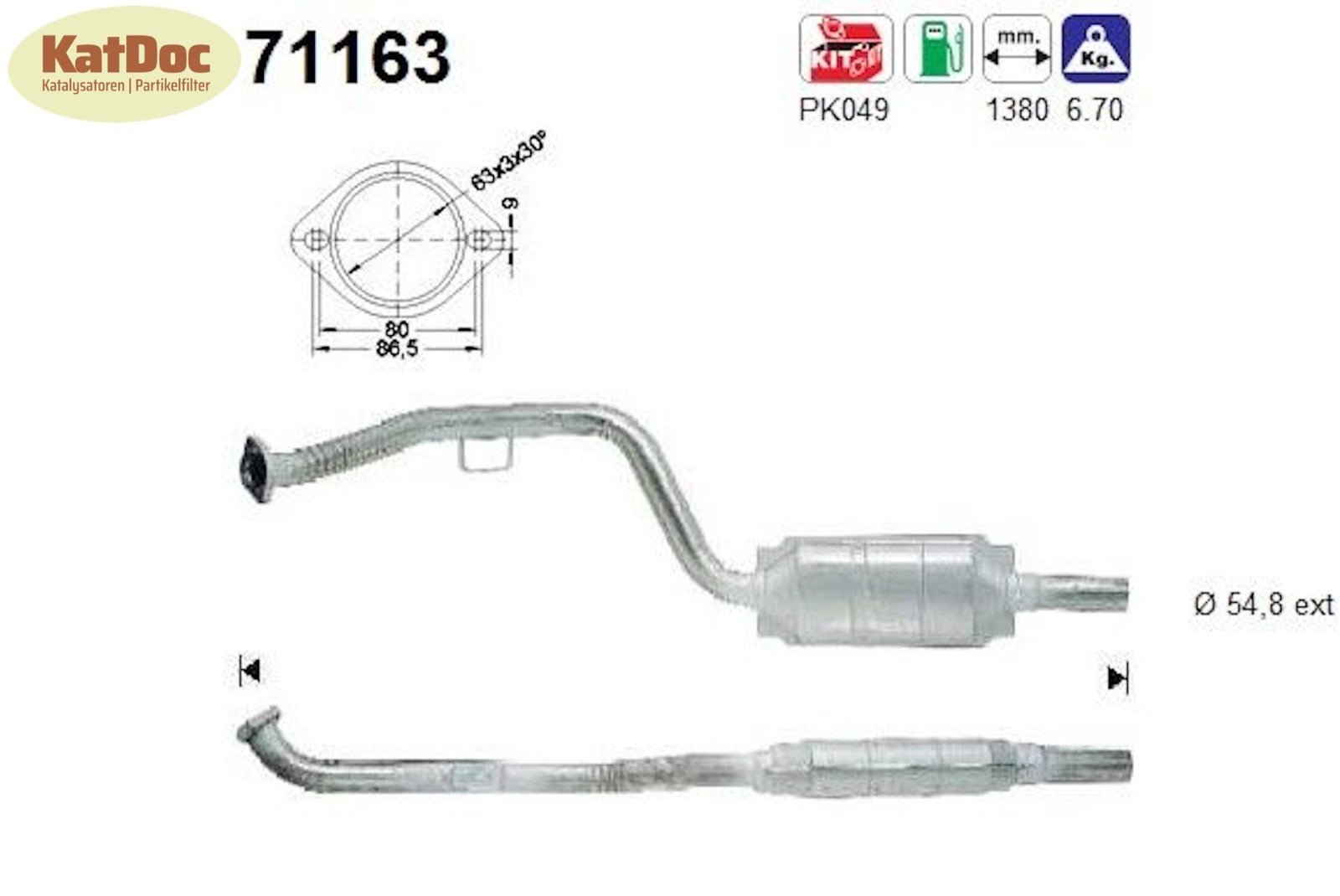 Katalysator für Mercedes C - Klasse/CLK/E - Klasse, 1.8/2.0/2.3, Euro 1&2 - KatDoc
