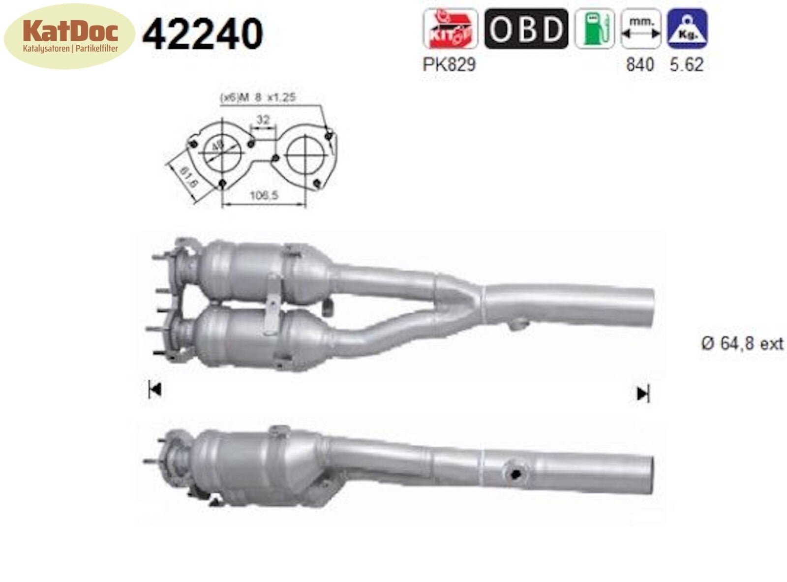 Katalysator Audi A3 S3/TT, quattro, 1.8 T, 154/165/180kW , Euro 3 - KatDoc