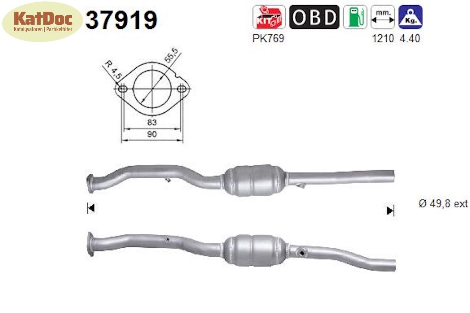 Katalysator für Audi A3, VW Golf 5/Touran, 1.6 FSI, 85kW, Euro 4 - KatDoc
