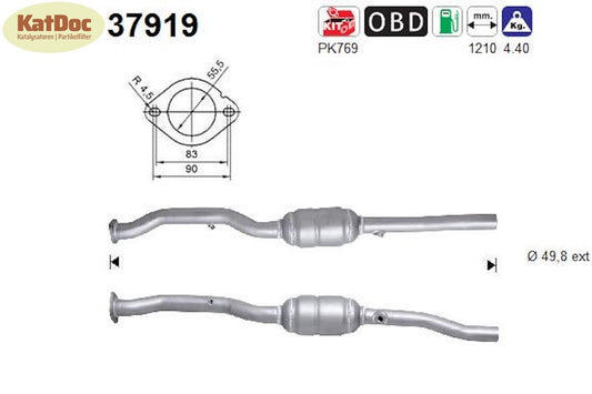 Katalysator für Audi A3, VW Golf 5/Touran, 1.6 FSI, 85kW, Euro 4 - KatDoc