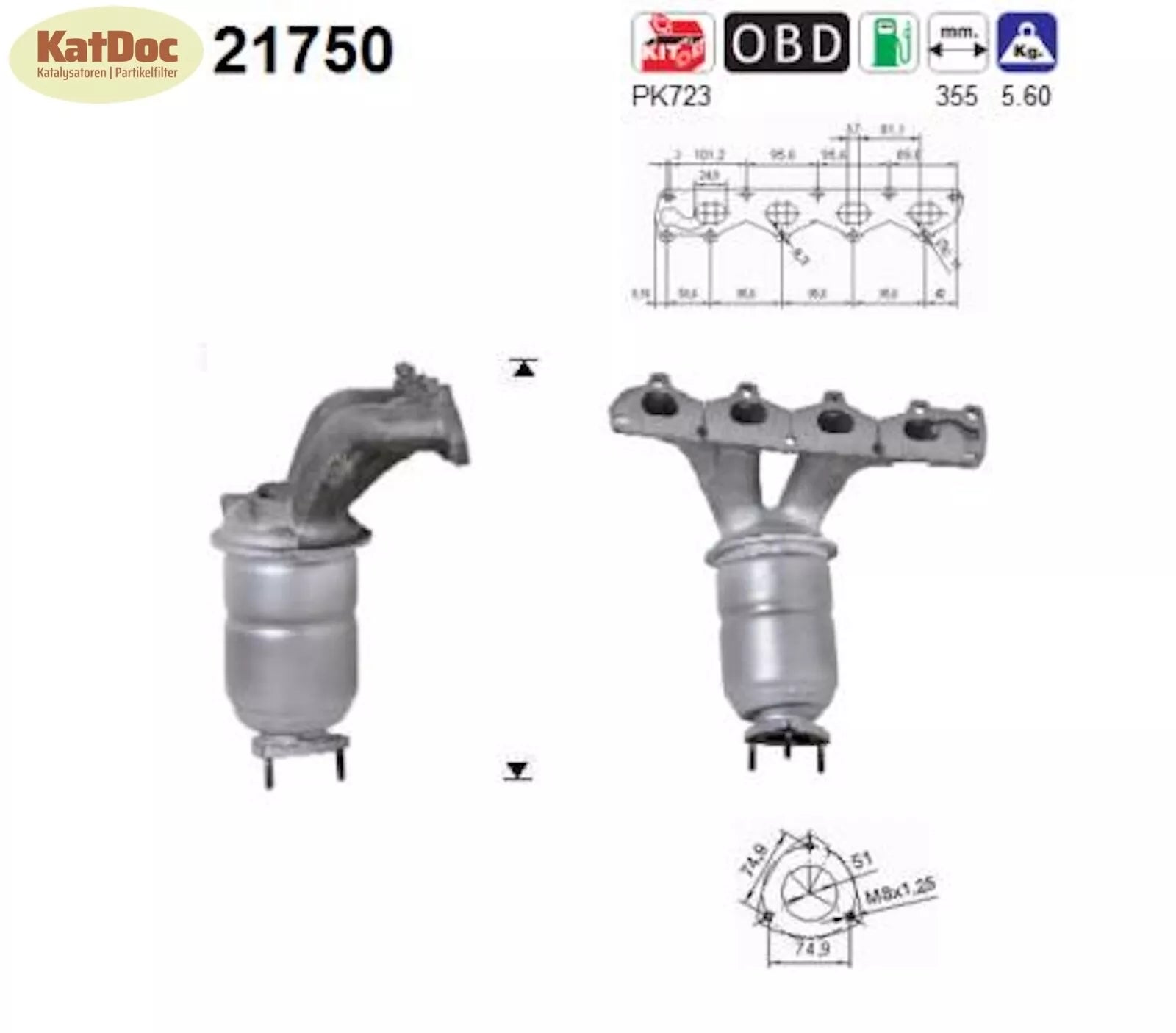Katalysator für Fiat Croma, Opel Signum CC/Vectra C, 2.2, Euro 4 - KatDoc