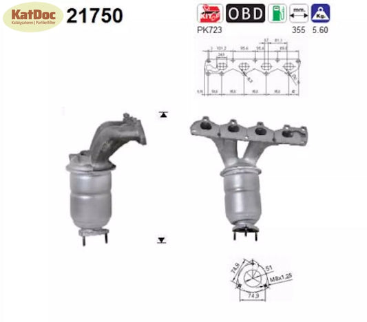 Katalysator für Fiat Croma, Opel Signum CC/Vectra C, 2.2, Euro 4 - KatDoc
