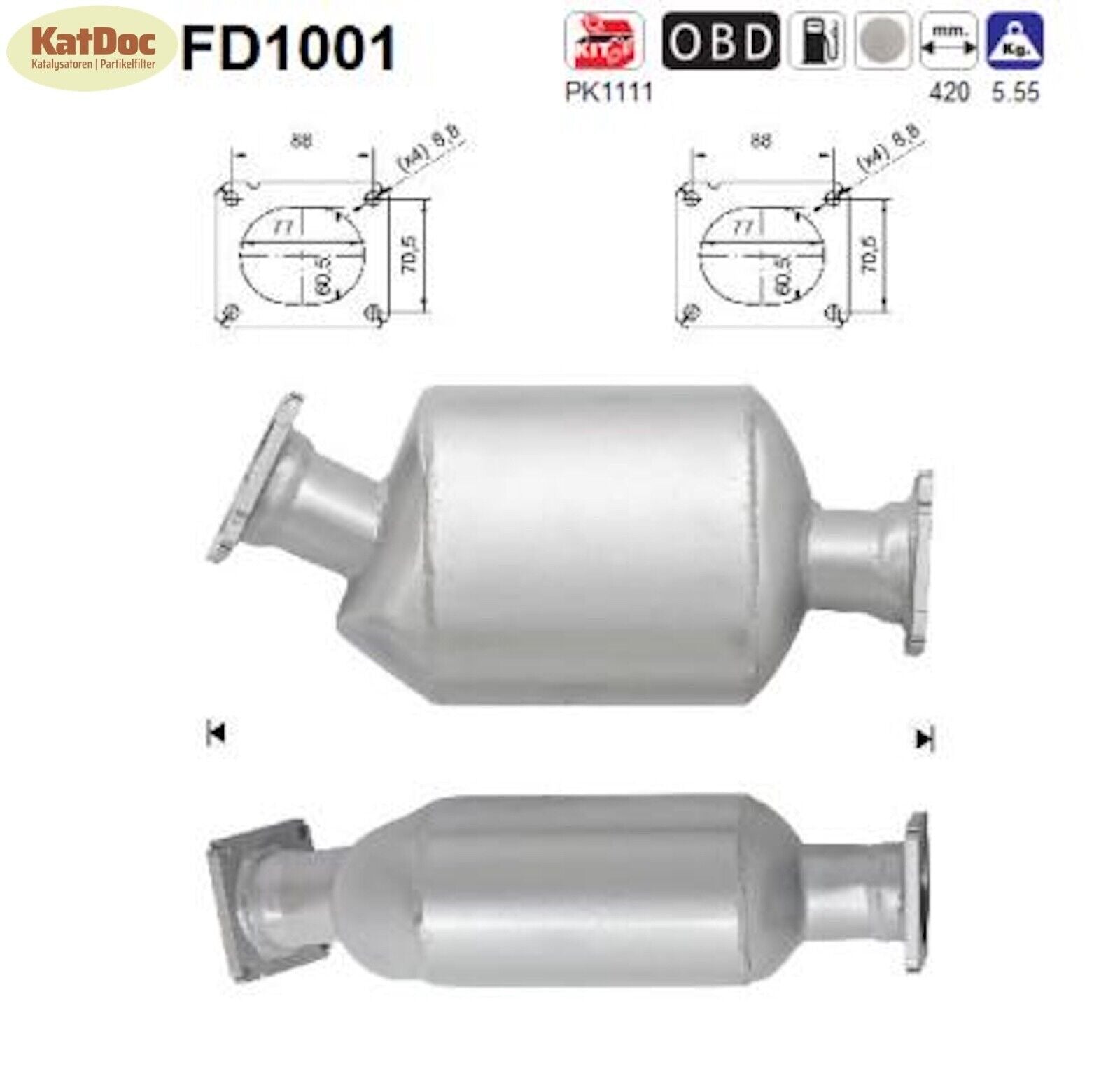 Ruß - Partikelfilter für BMW 5er/7er/X5, 2.5/3.0, 120/155/160/170kW, Euro 4 - KatDoc