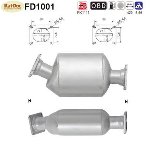 Ruß - Partikelfilter für BMW 5er/7er/X5, 2.5/3.0, 120/155/160/170kW, Euro 4 - KatDoc