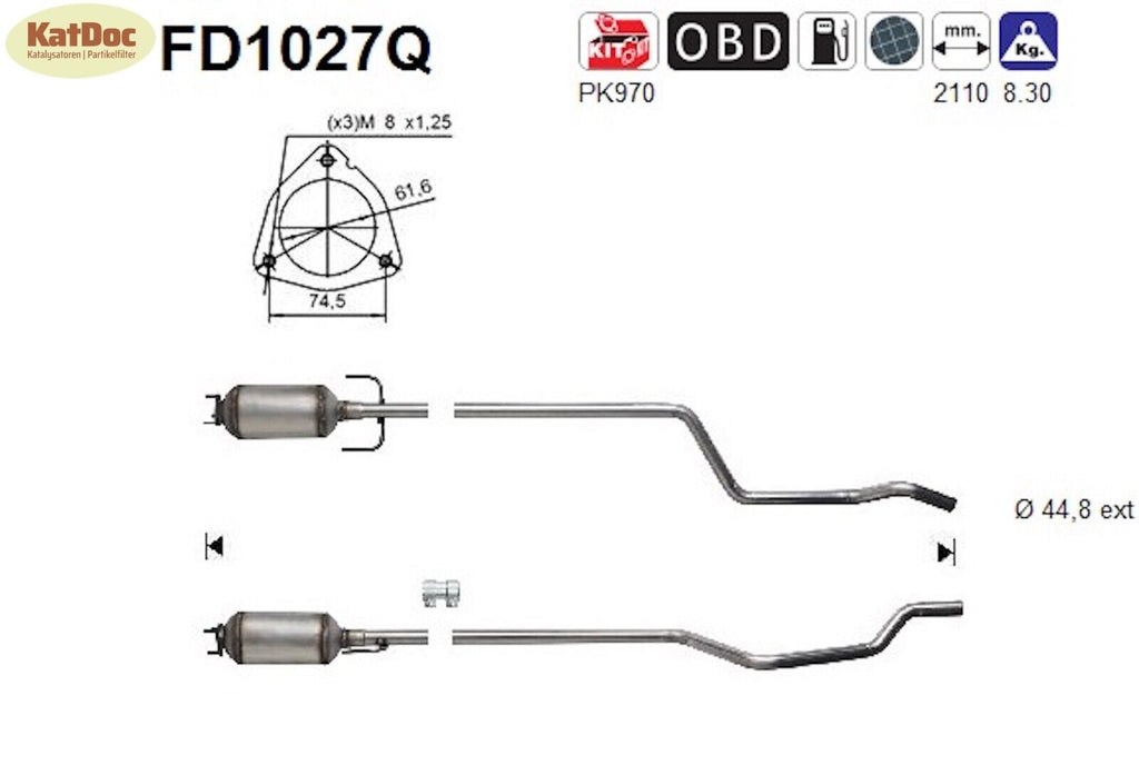 Ruß - Partikelfilter für Opel Meriva A, 1.3 CDTI, 55kW, Silizium, Euro 4 - KatDoc