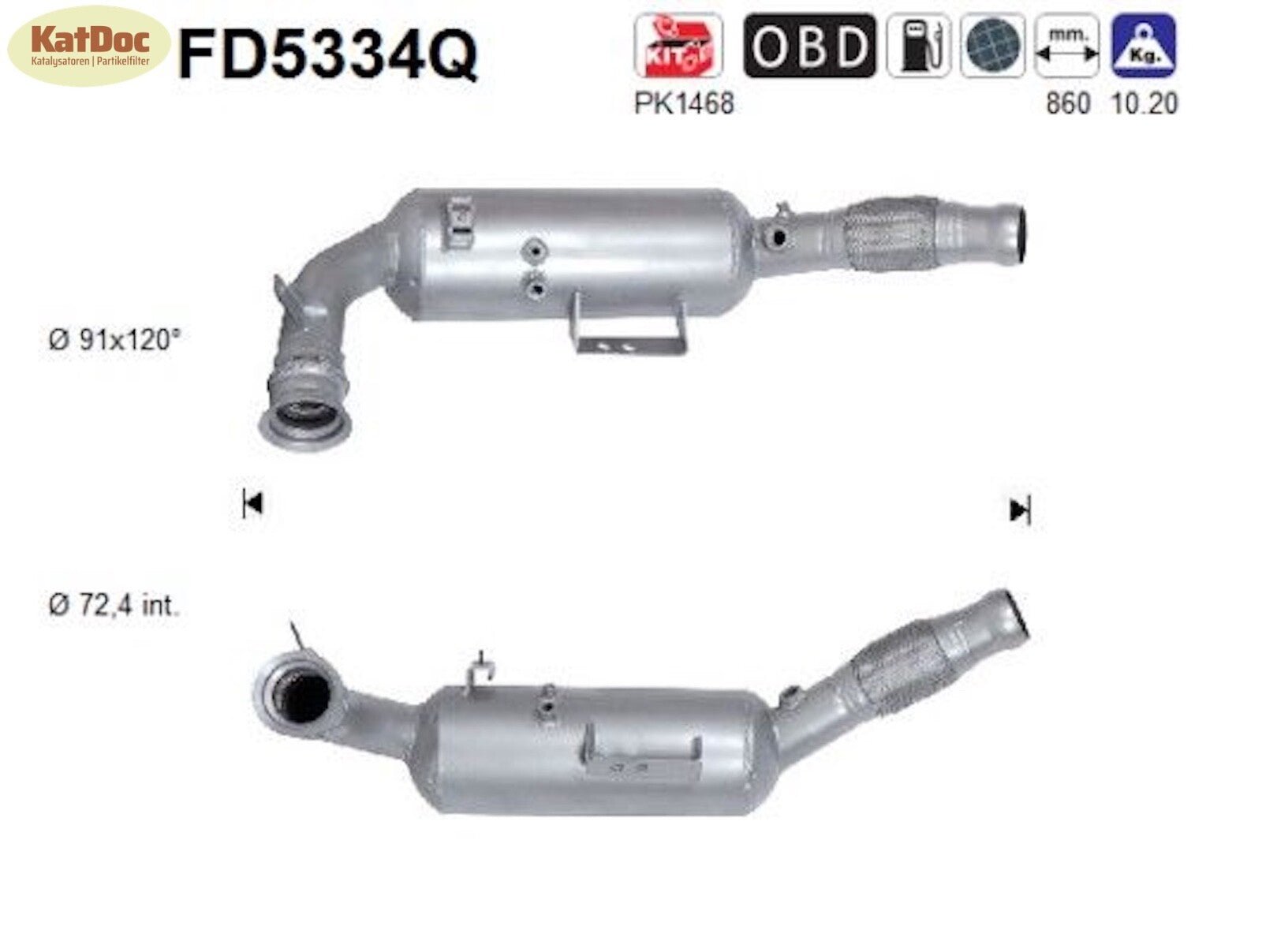 Ruß - Partikelfilter für Mercedes Sprinter 3,5t, BlueTEC, 140kW, Silizium,Euro 6 - KatDoc