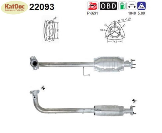 Katalysator für Honda Civic 7, 1.4/1.6, 66/81kW, Euro 4 - KatDoc
